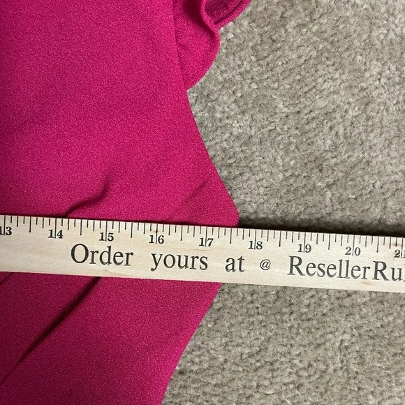 Nicole Miller Sheath Dress NWTSize 4 Pink Ruffle Sleeve V-Neck Stretch Crepe - Picture 6 of 12